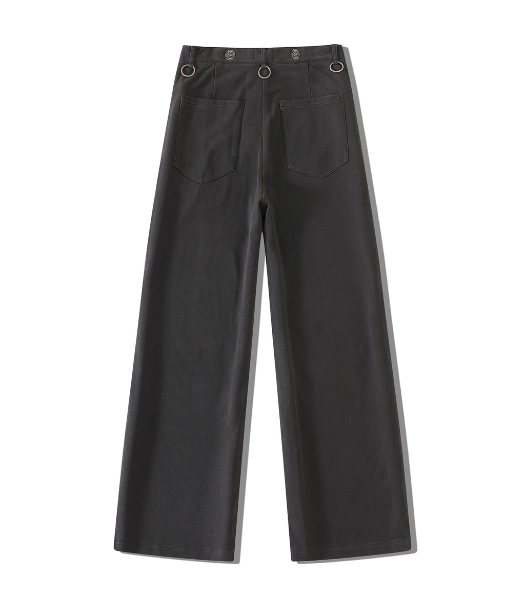 Antique Coin Ring-Detail Contrast-Stitch Washed Sweatpants