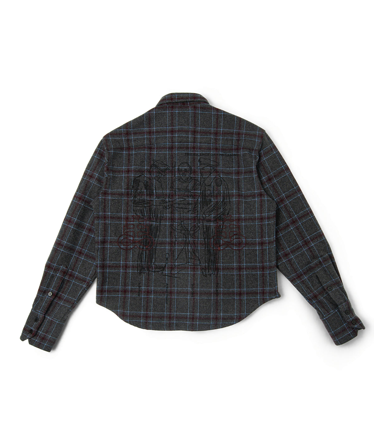 Embroidered Plaid Cropped Shirt