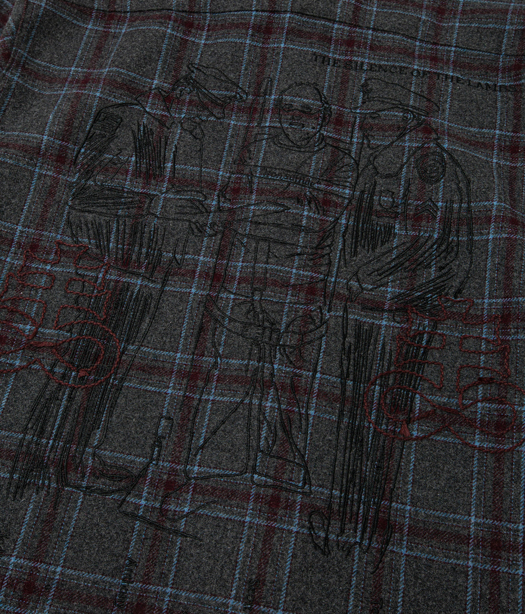 Embroidered Plaid Cropped Shirt