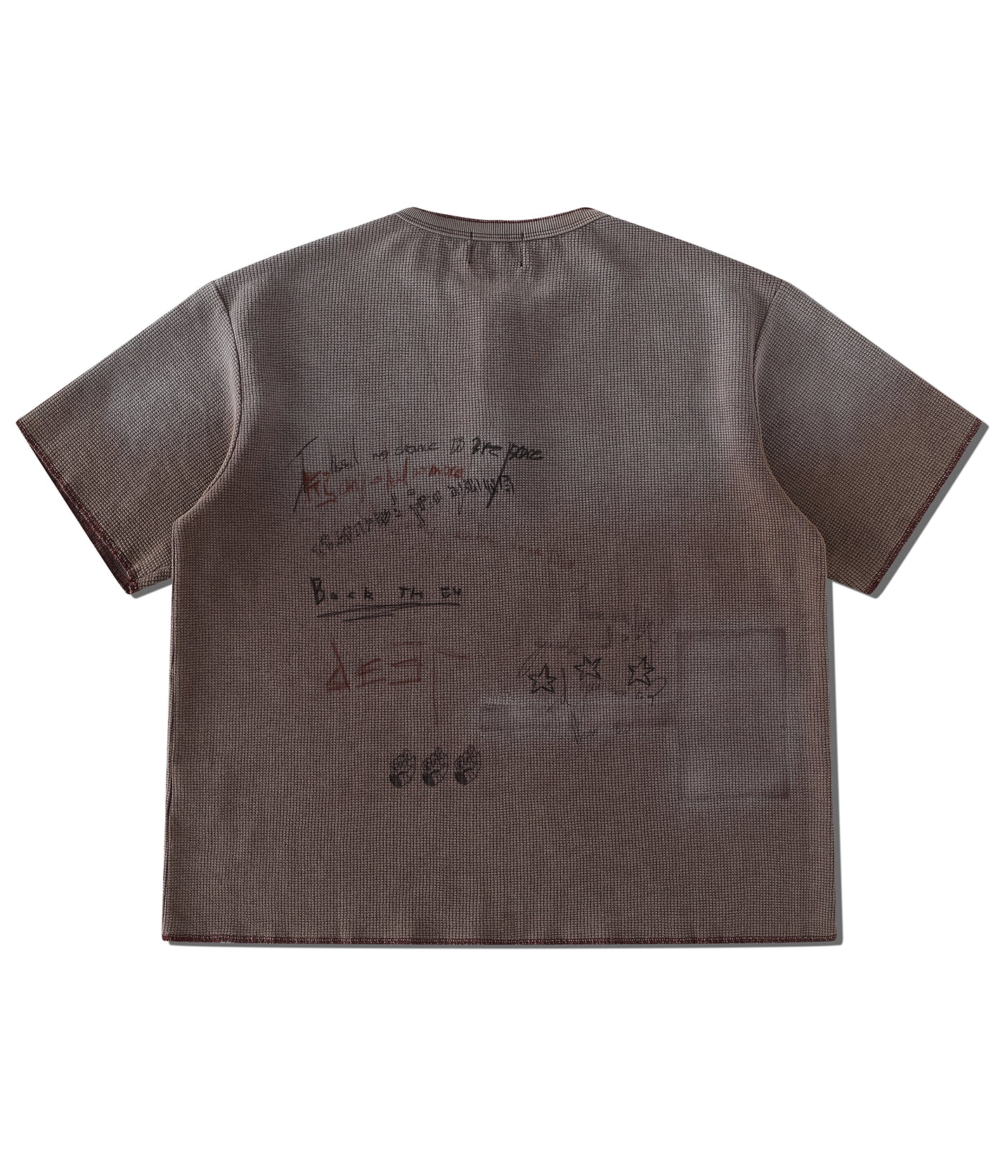 Fade Portrait Graphic Waffle Henley Tee