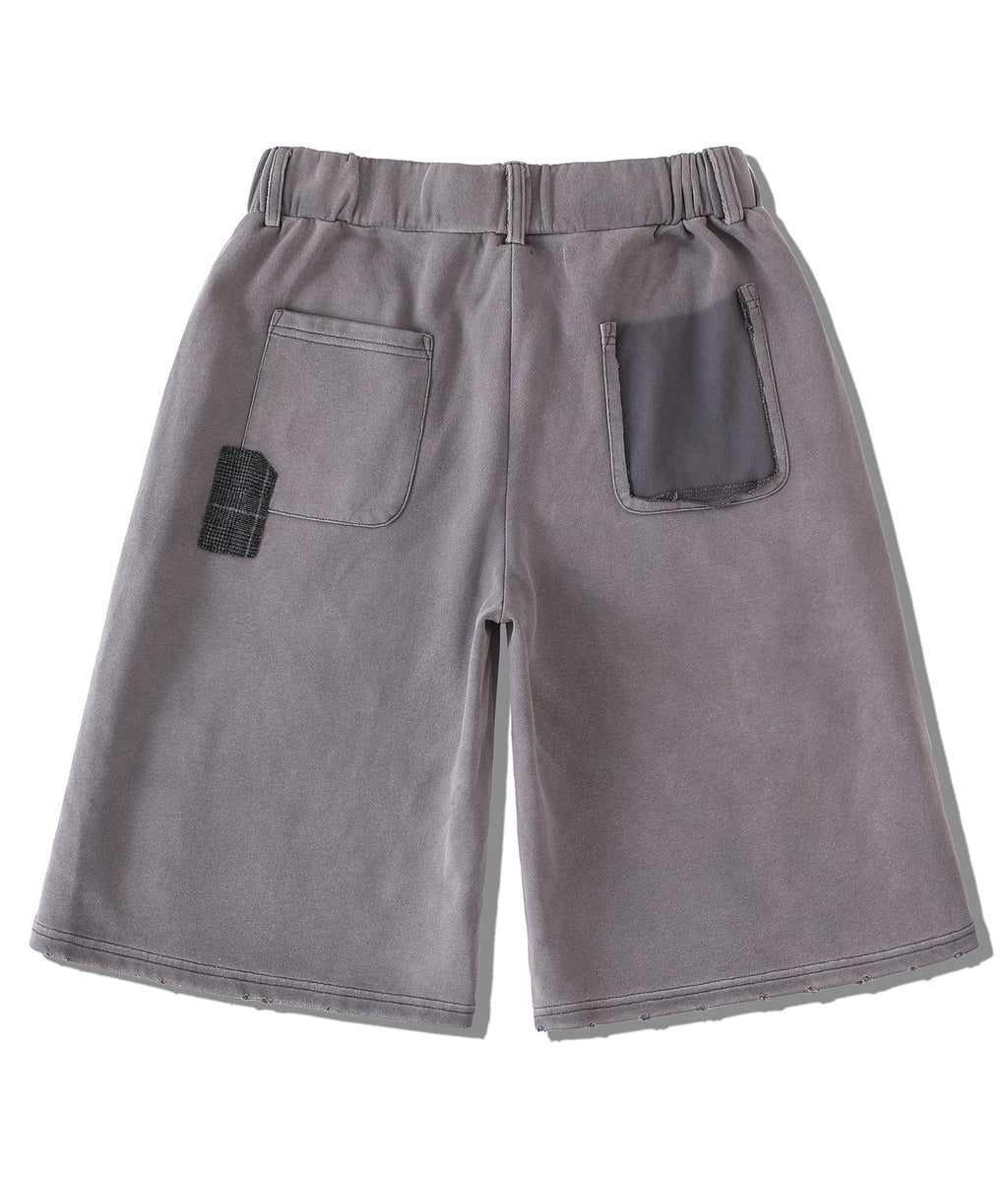 Patchwork Graphic Washed Sweatshorts