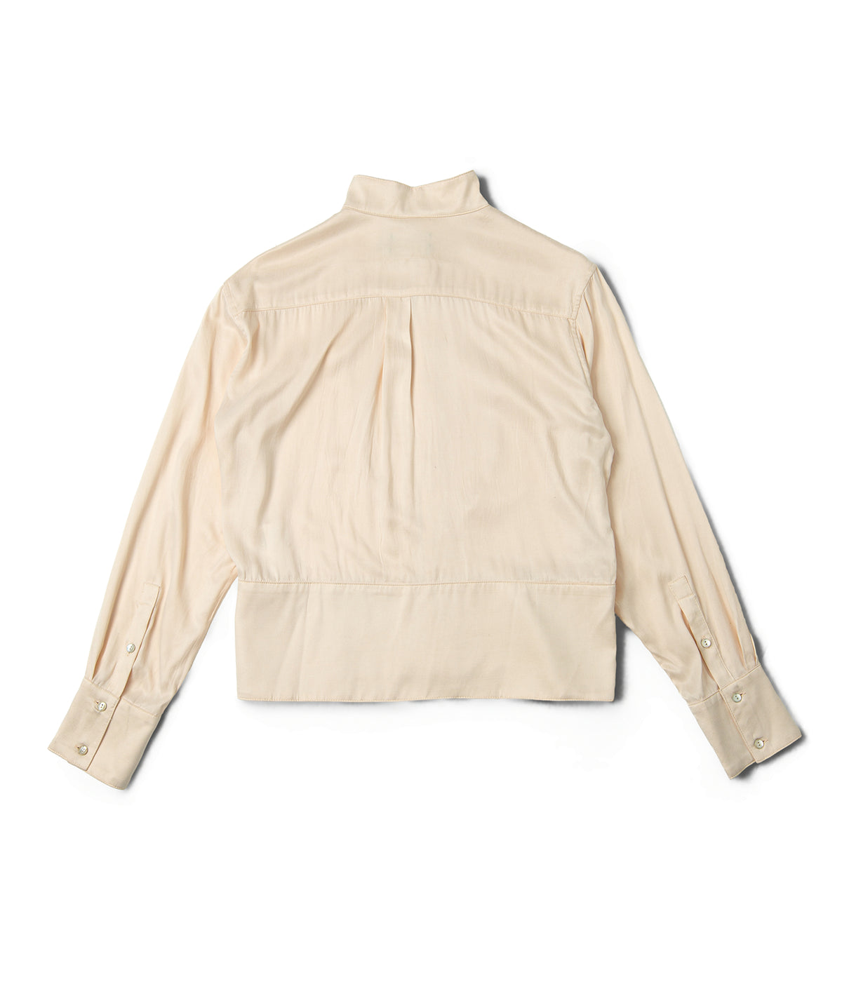 Pleated Stand Collar Shirt White