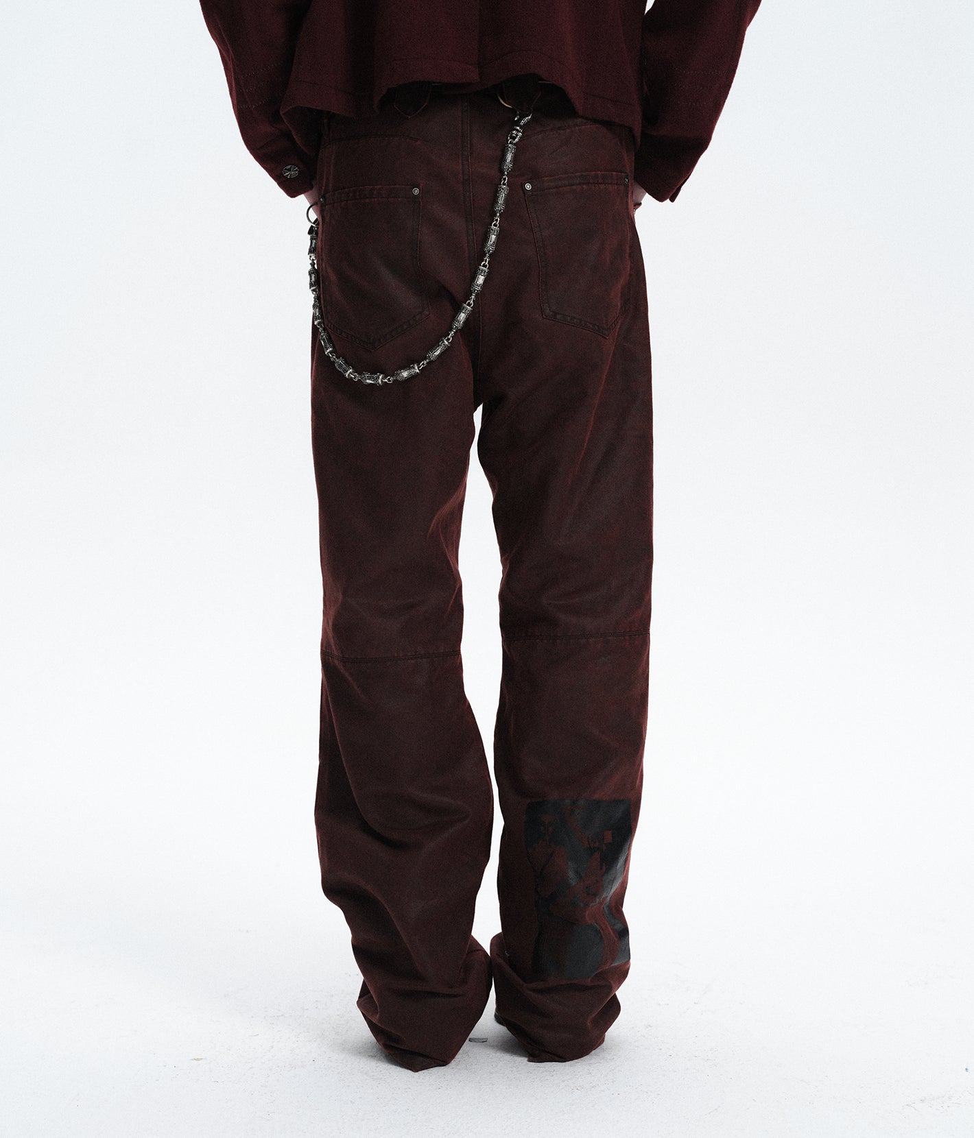Printed Coated Bootcut Jeans