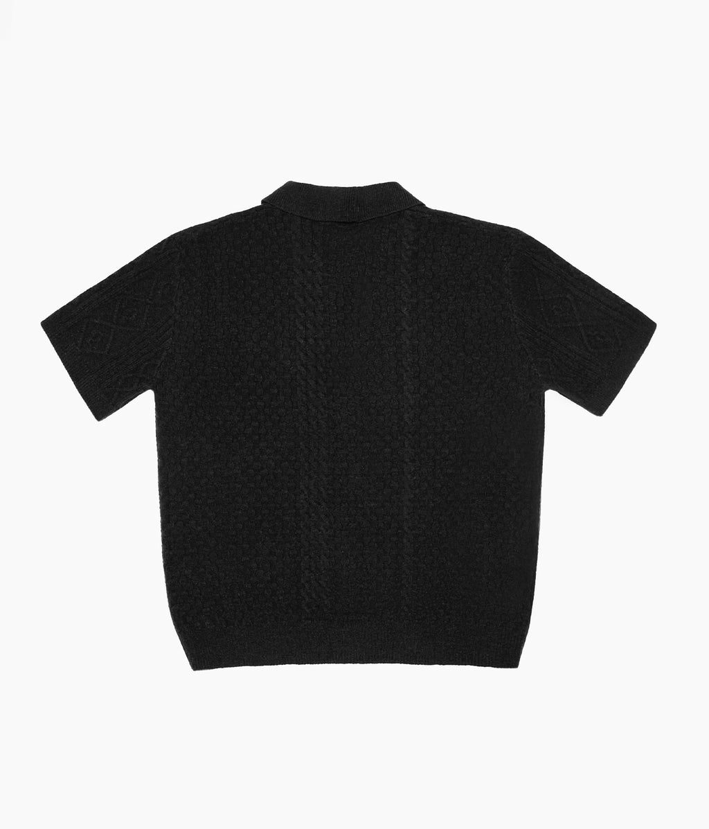 Prosthetic Hand Button Jacquard Knit Polo Shirt