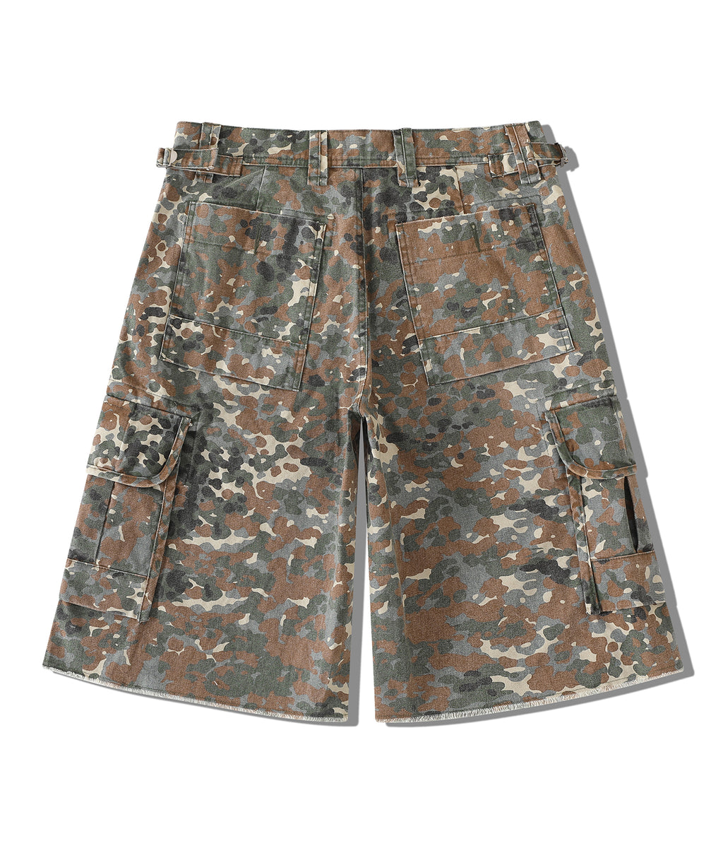 Vintage Washed Camouflage Cargo Shorts