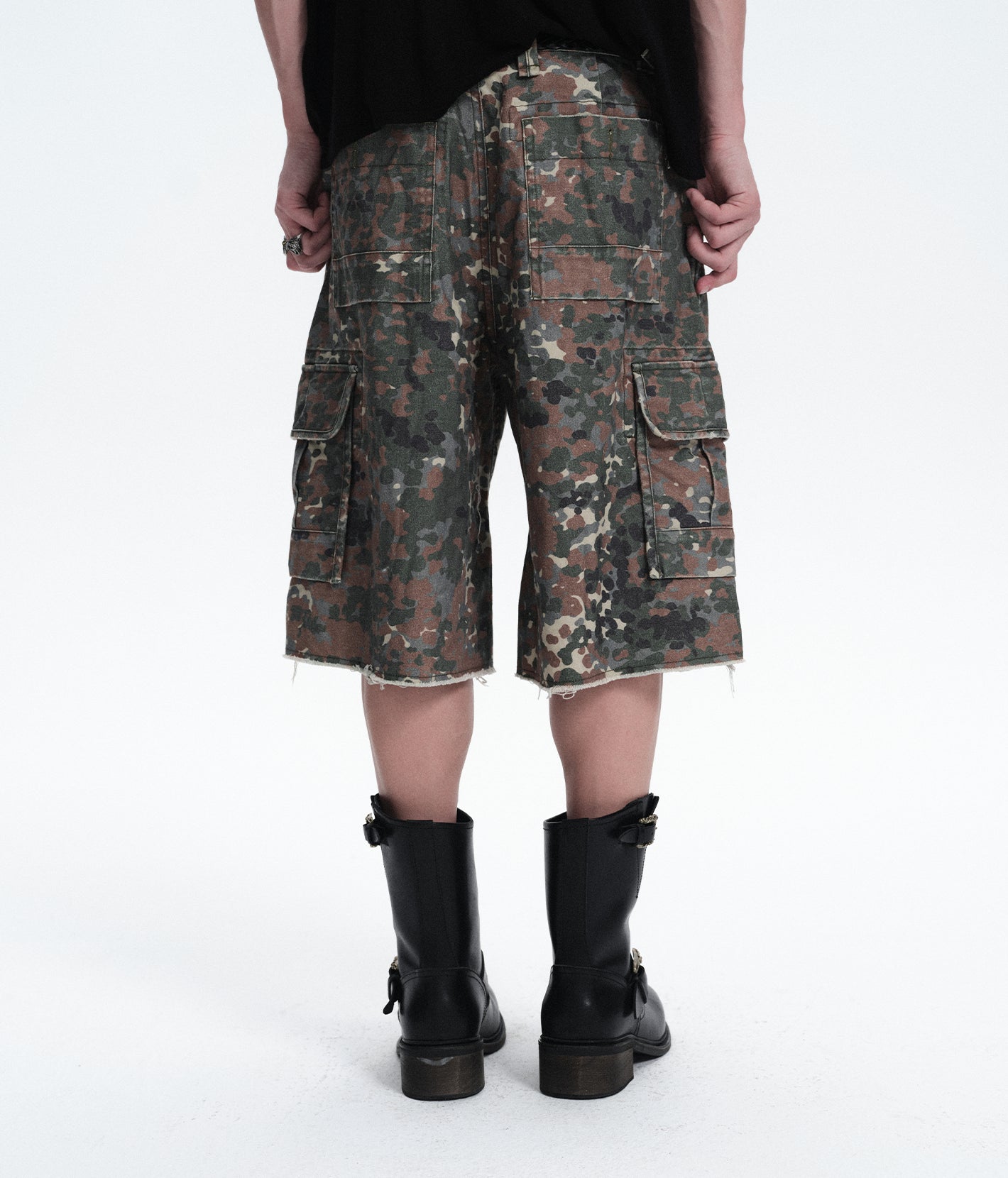 Vintage Washed Camouflage Cargo Shorts