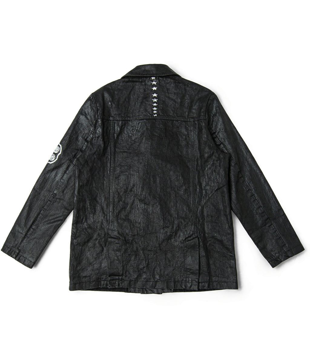 Waxed Cotton Double-Breasted Blazer