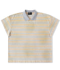 Striped polo shirt with a collar on a white background