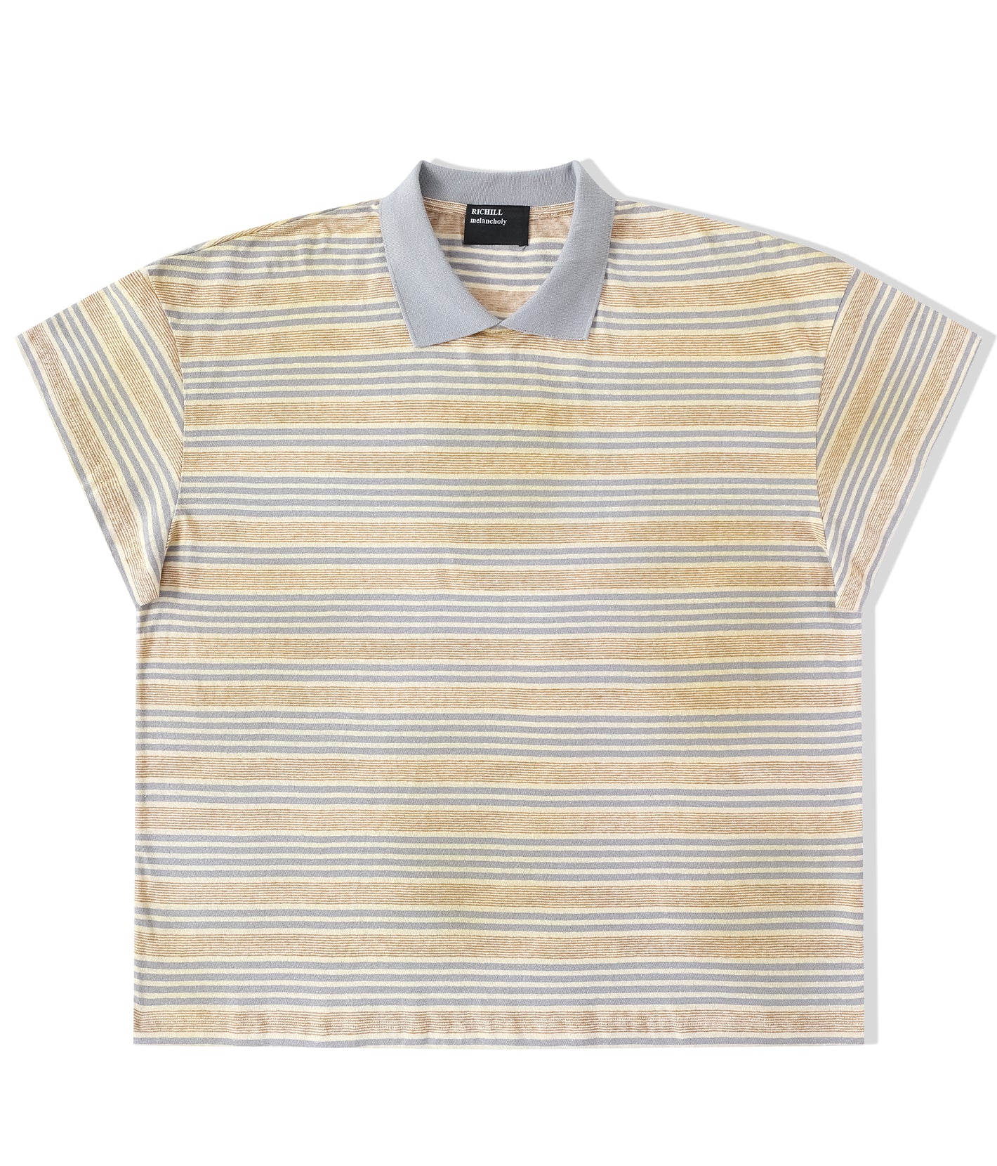 Striped polo shirt with a collar on a white background
