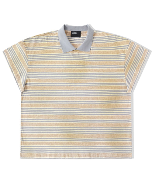 Striped polo shirt with a collar on a white background