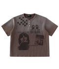 Fade Portrait Graphic Waffle Henley Tee