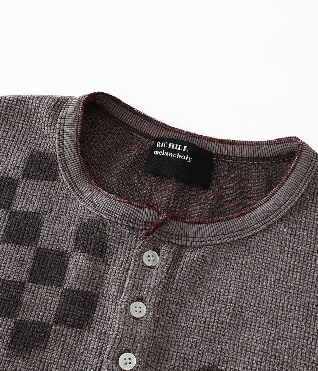 Fade Portrait Graphic Waffle Henley Tee