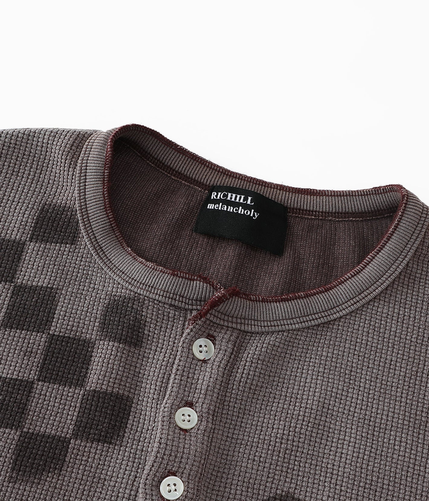 Fade Portrait Graphic Waffle Henley Tee