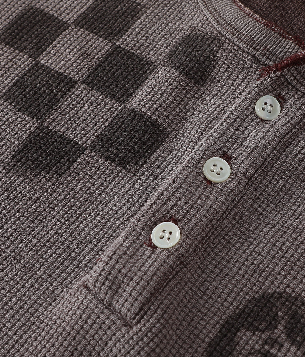 Fade Portrait Graphic Waffle Henley Tee