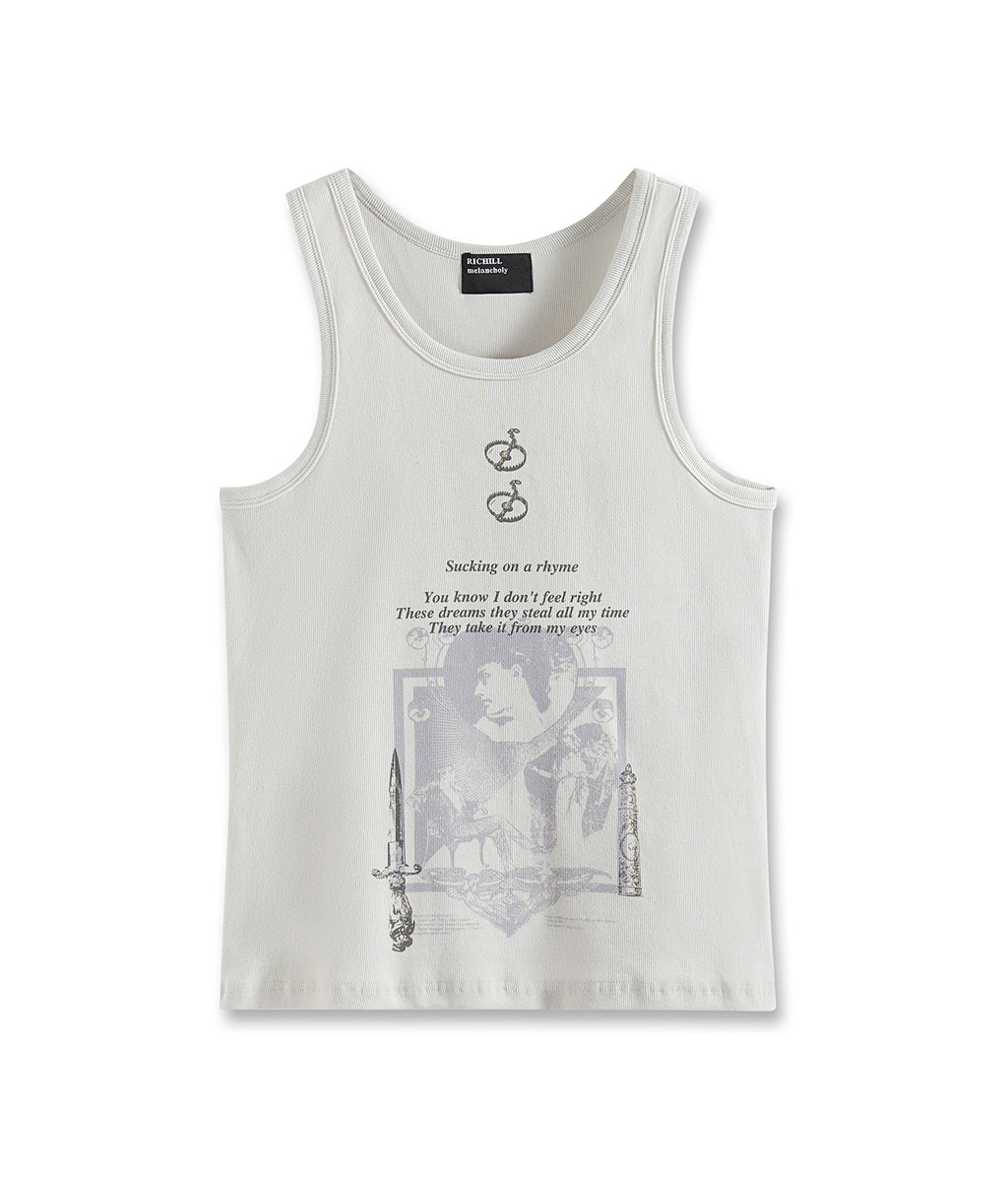 Graphic Ribbed Tank Top