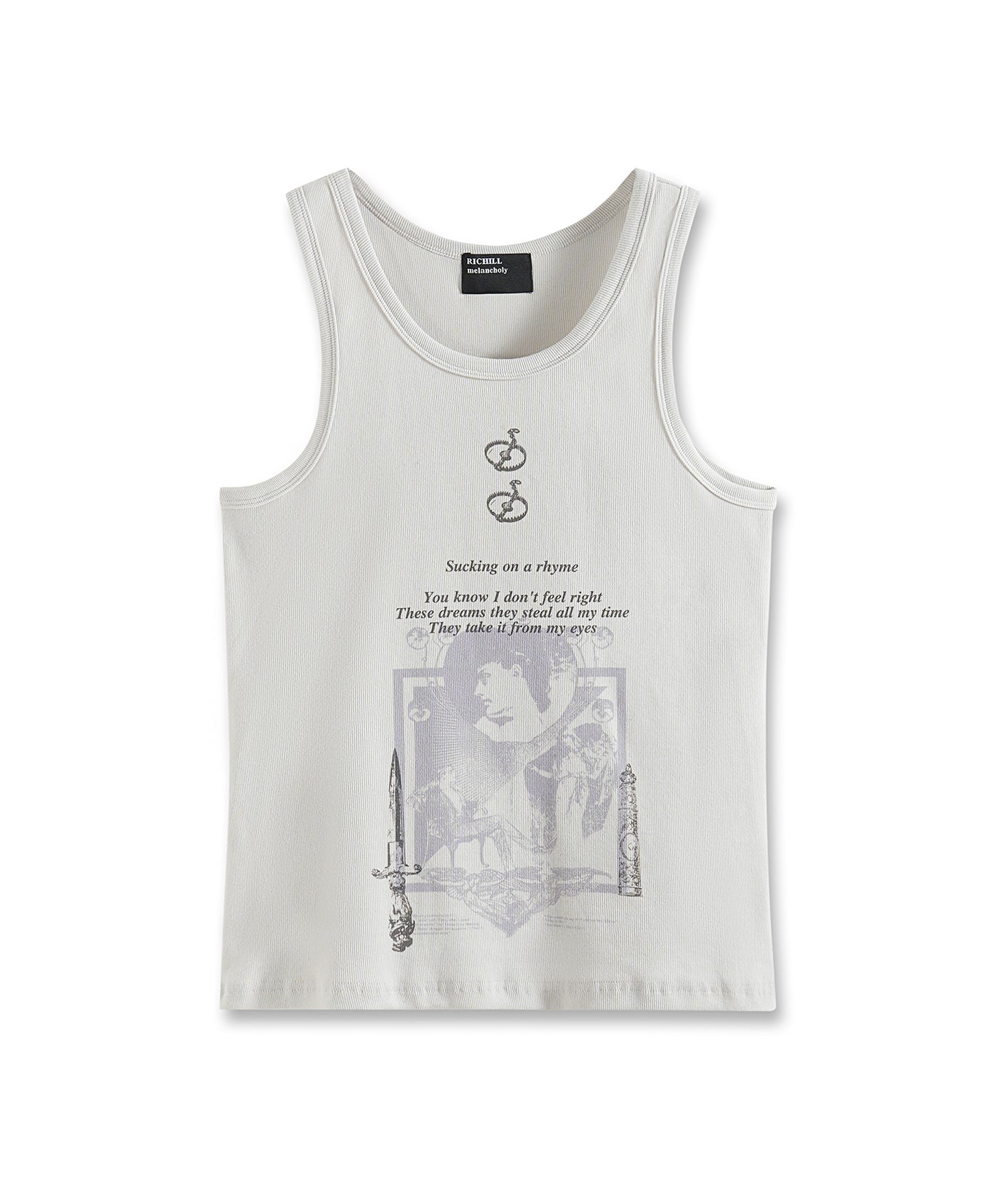 Graphic Ribbed Tank Top
