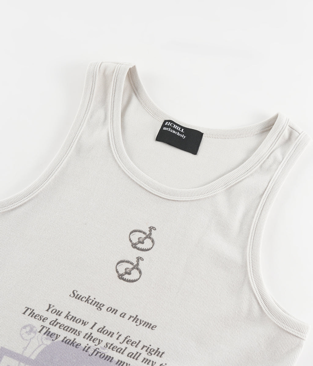 Graphic Ribbed Tank Top