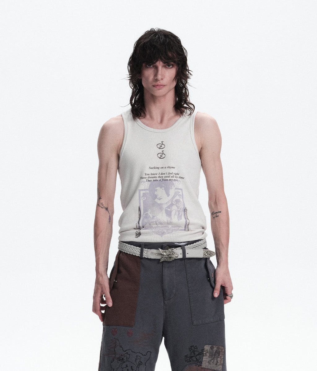 Graphic Ribbed Tank Top