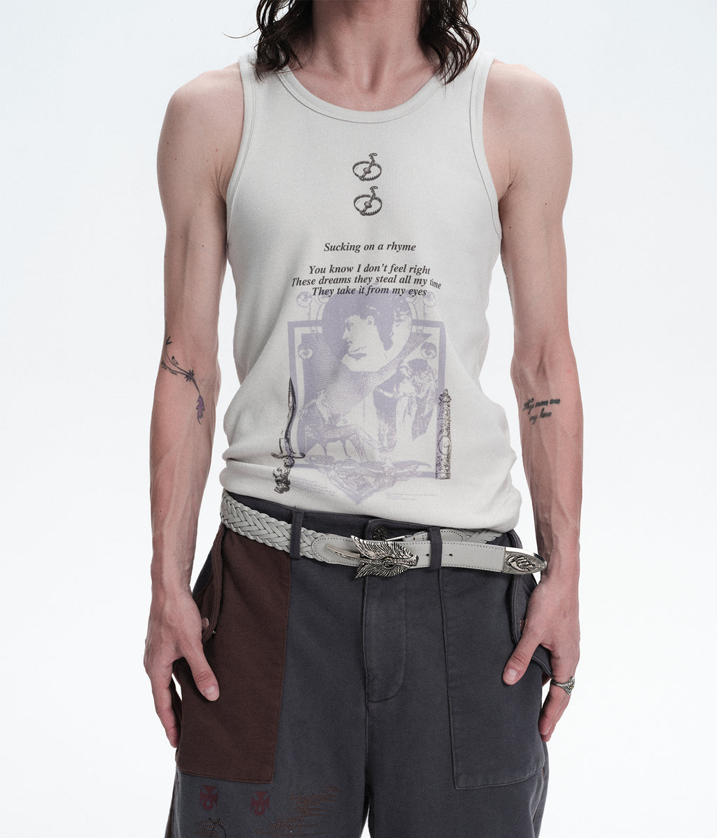 Graphic Ribbed Tank Top