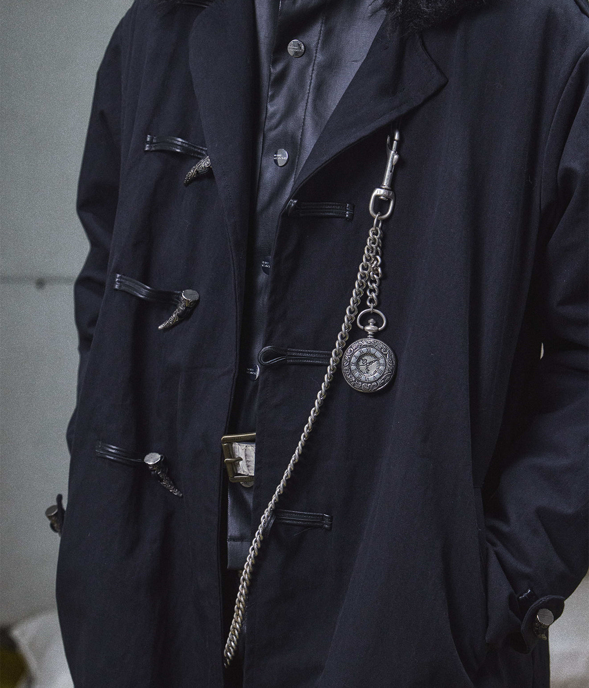 Horn Button Fur Collar Long Coat