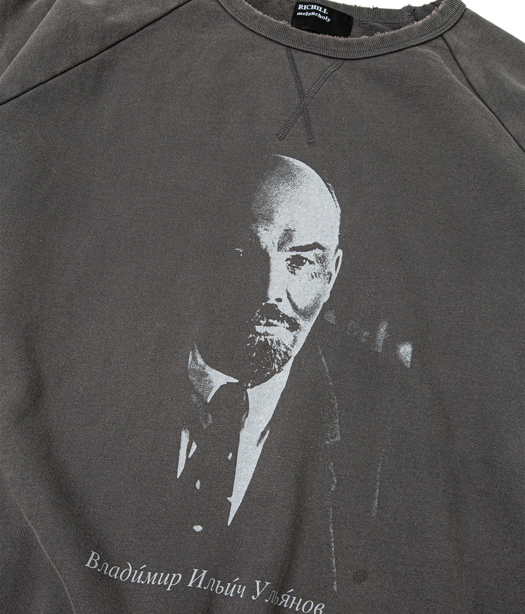Lenin Portrait Distressed Crewneck Sweatshirt