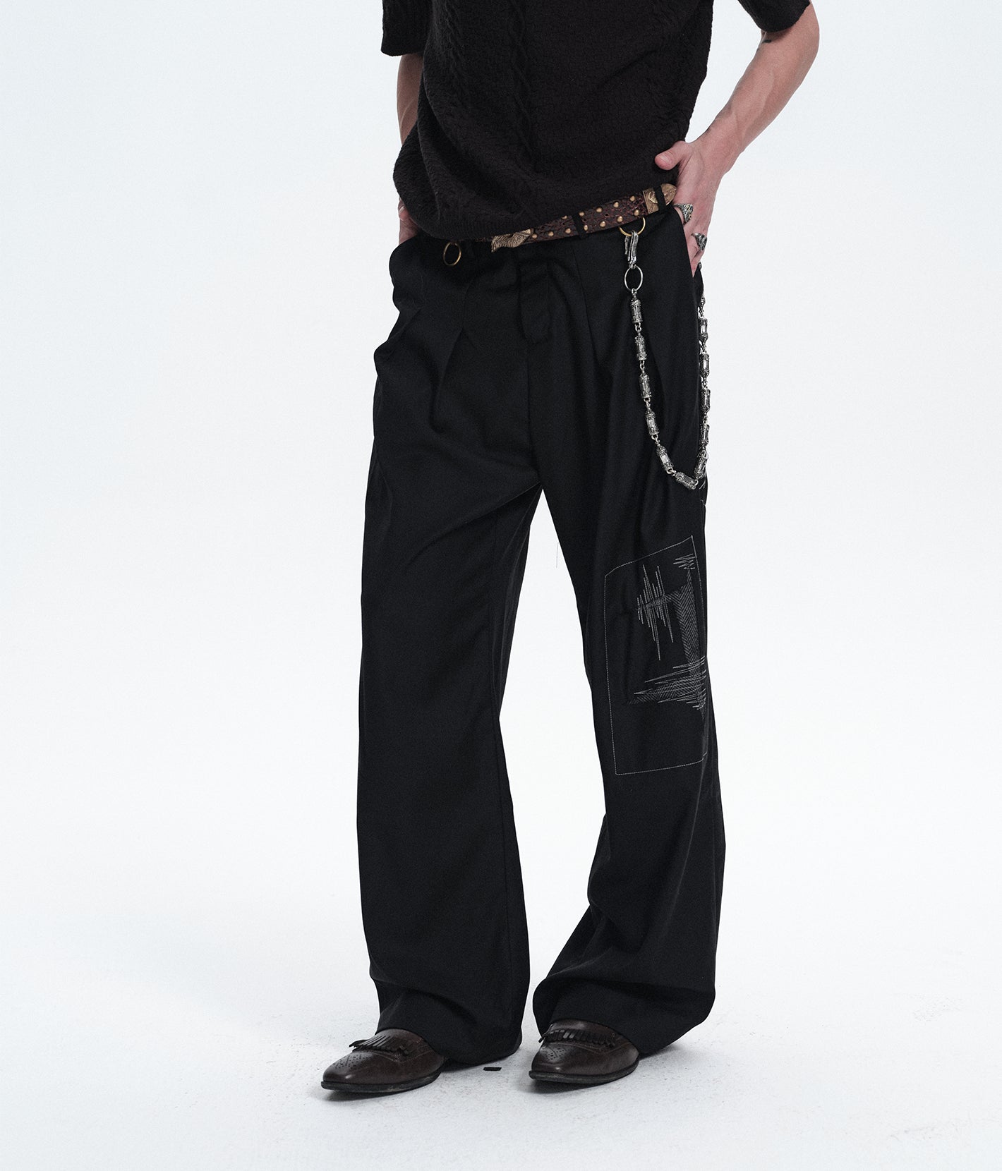 Patch Wool Tailored Trouser