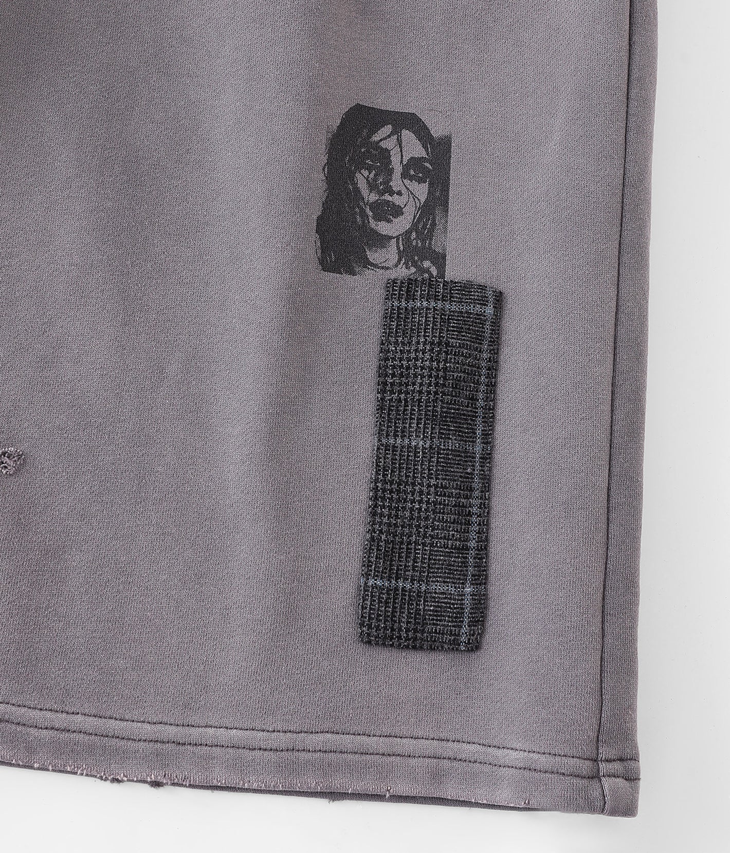 Patchwork Graphic Washed Sweatshorts