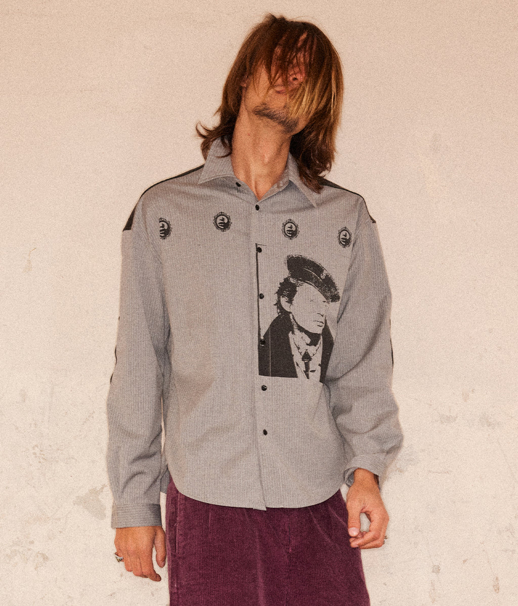 Portrait Print Button-Down Shirt | Richill Melancholy