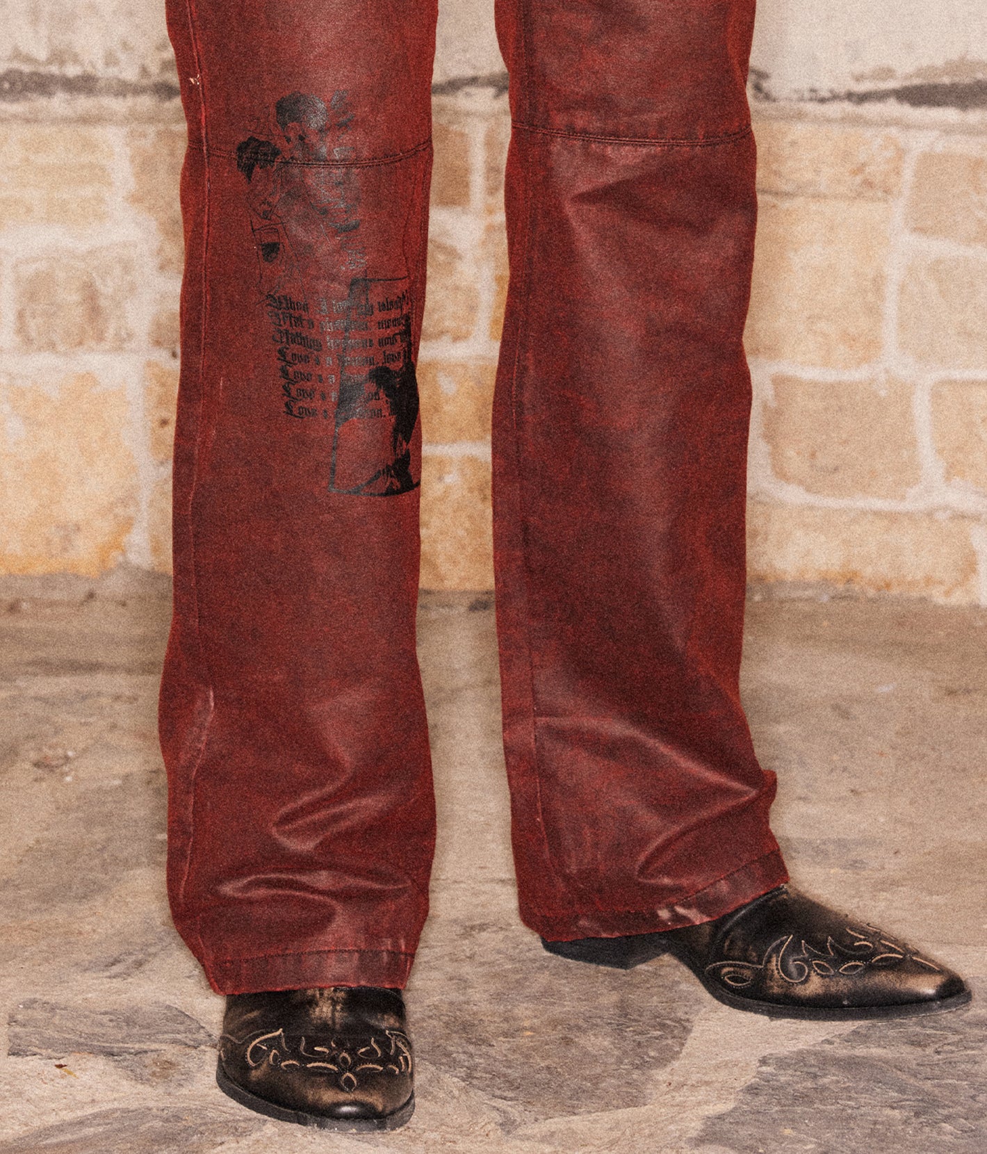 Printed Coated Bootcut Jeans | Richill Melancholy