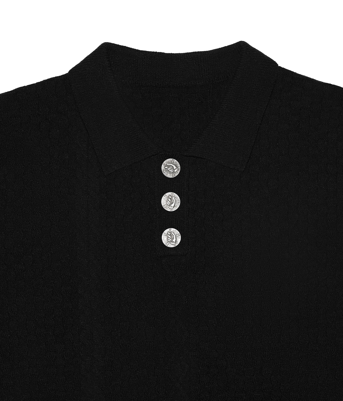 Prosthetic Hand Button Jacquard Knit Polo Shirt