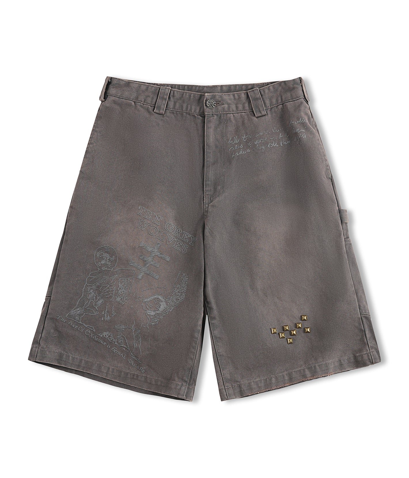 Studded Washed Canvas Shorts