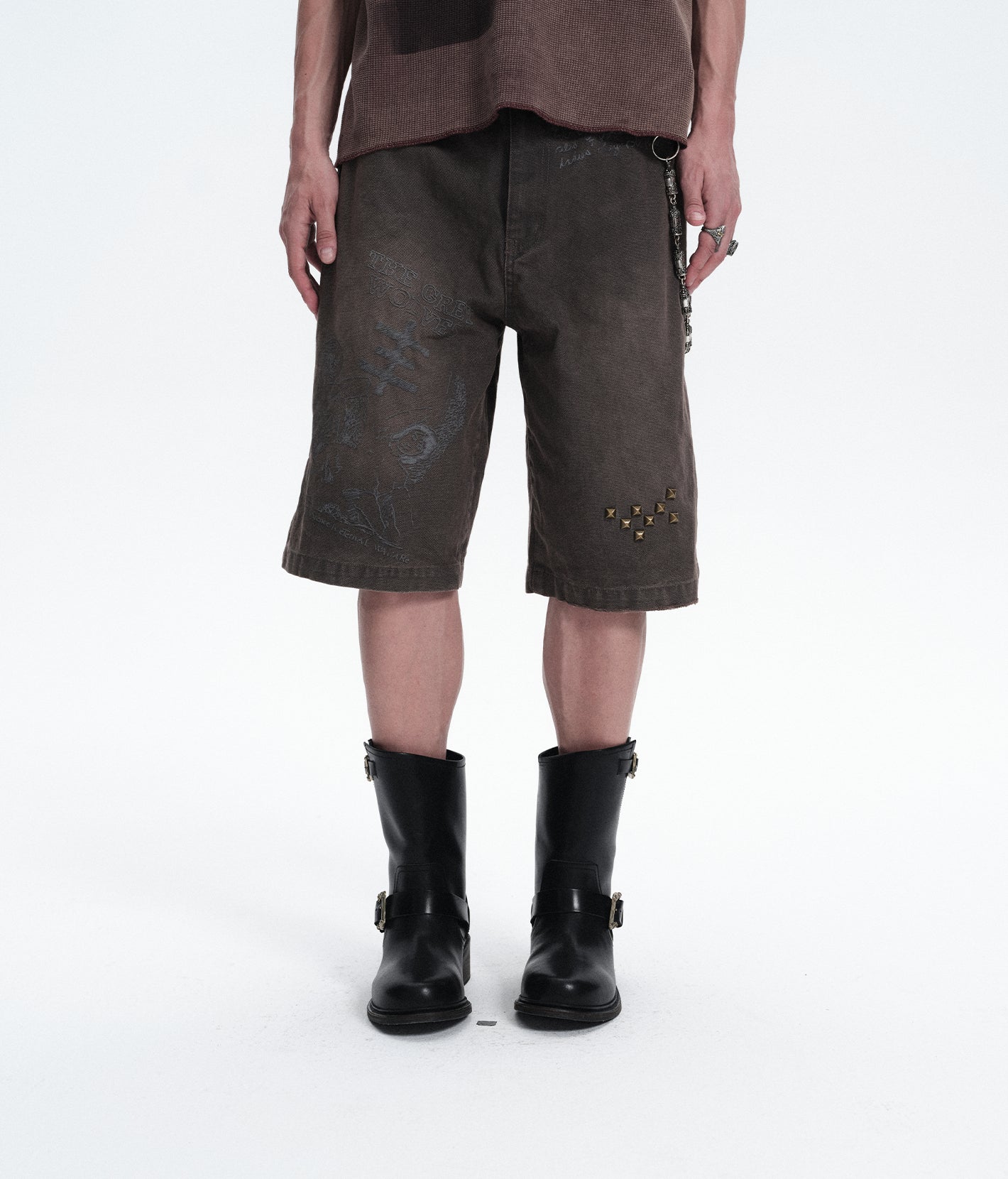Studded Washed Canvas Shorts