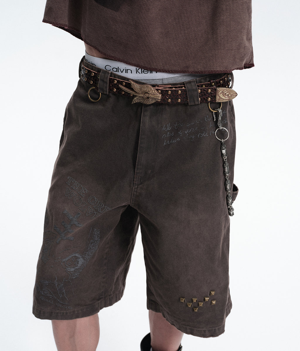 Studded Washed Canvas Shorts