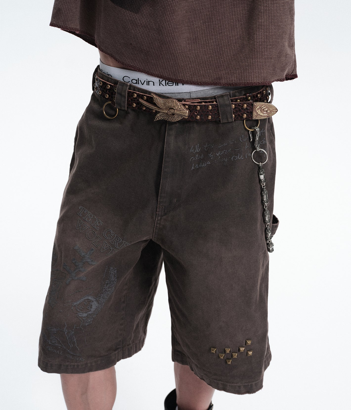 Studded Washed Canvas Shorts