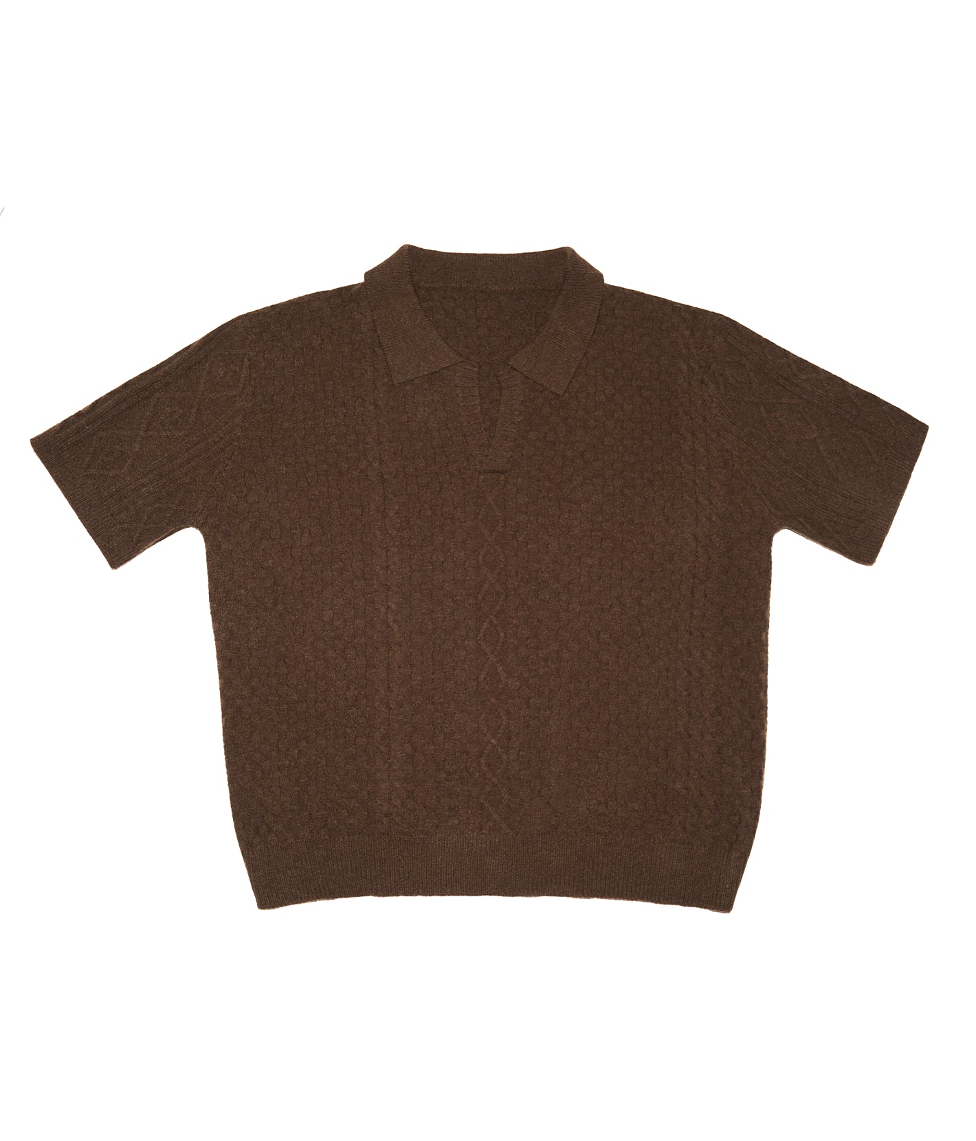 Textured Jacquard V-Neck Knit Polo Shirt