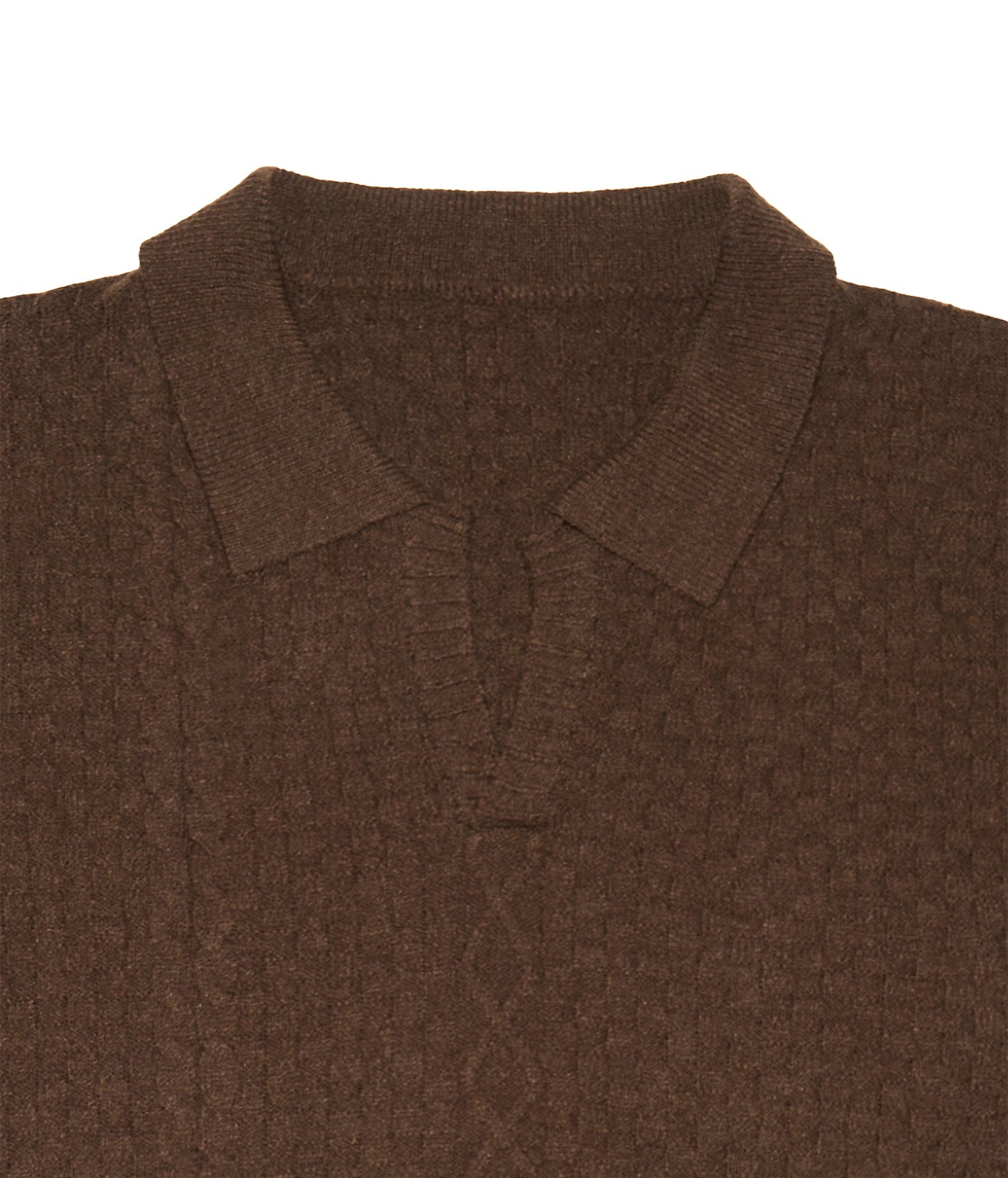 Textured Jacquard V-Neck Knit Polo Shirt