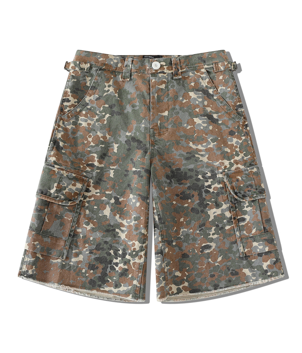 Vintage Washed Camouflage Cargo Shorts