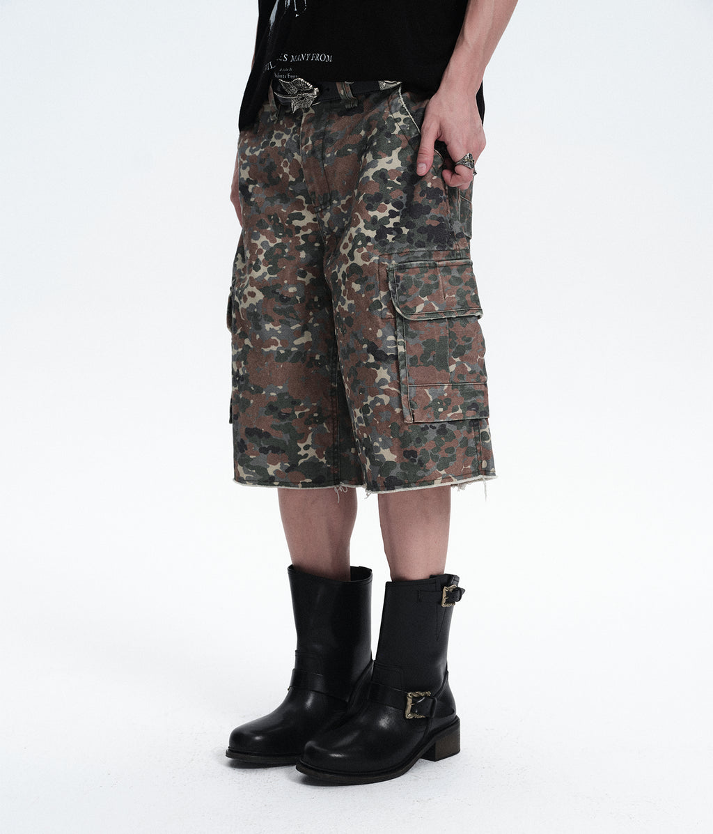 Vintage Washed Camouflage Cargo Shorts