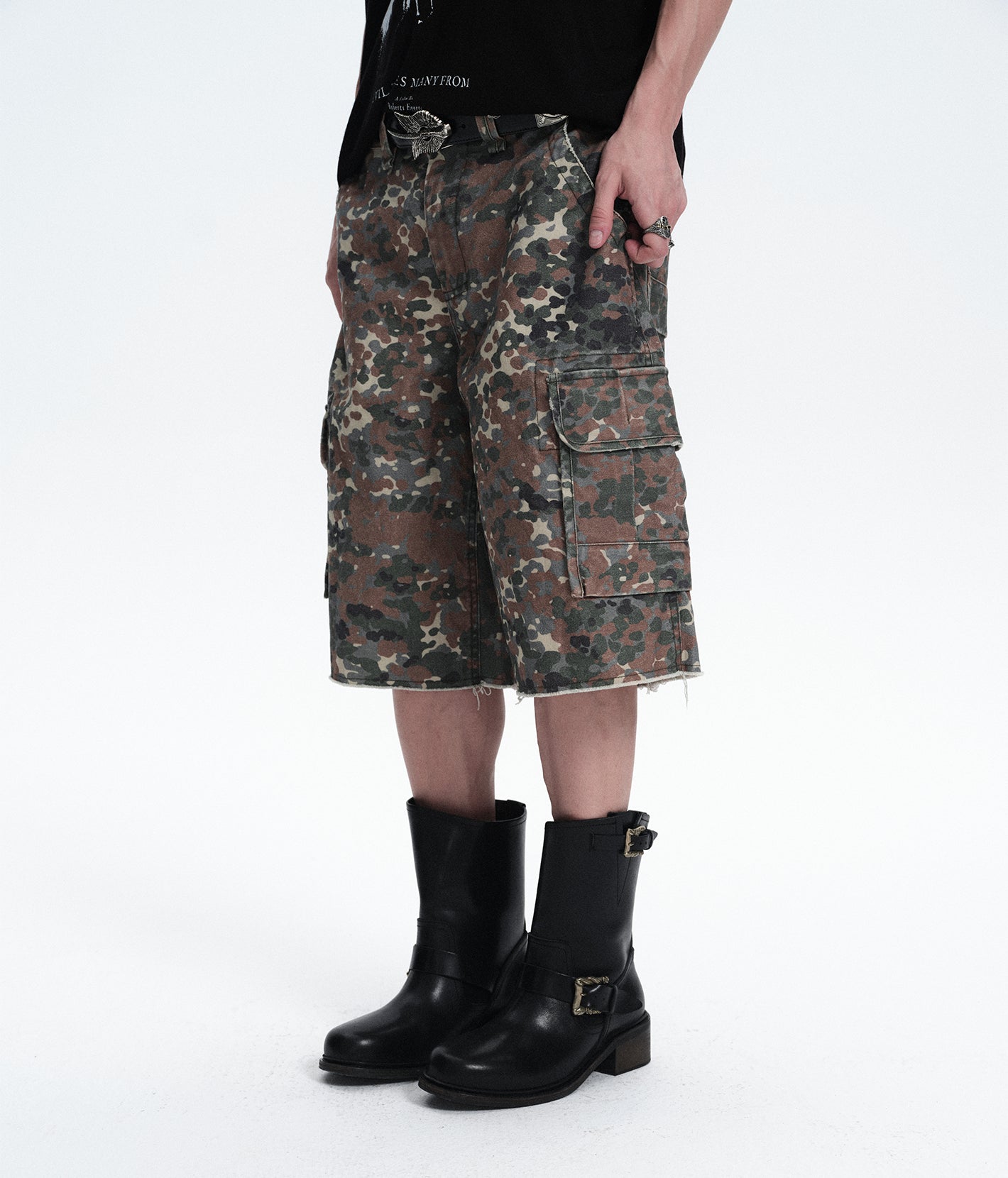 Vintage Washed Camouflage Cargo Shorts