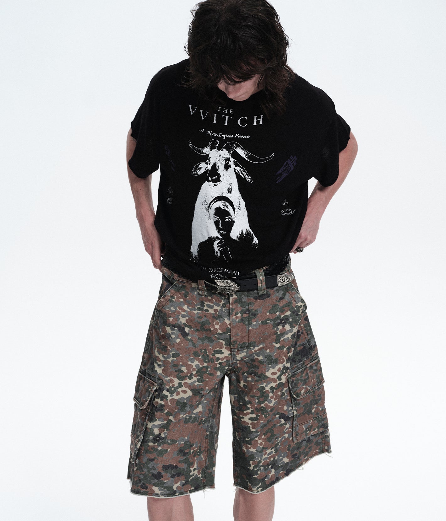 Vintage Washed Camouflage Cargo Shorts