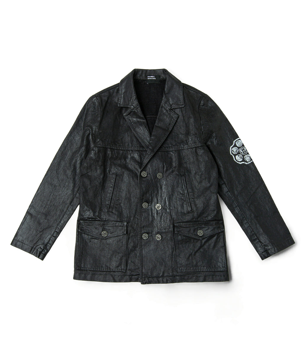 Waxed Cotton Double-Breasted Blazer