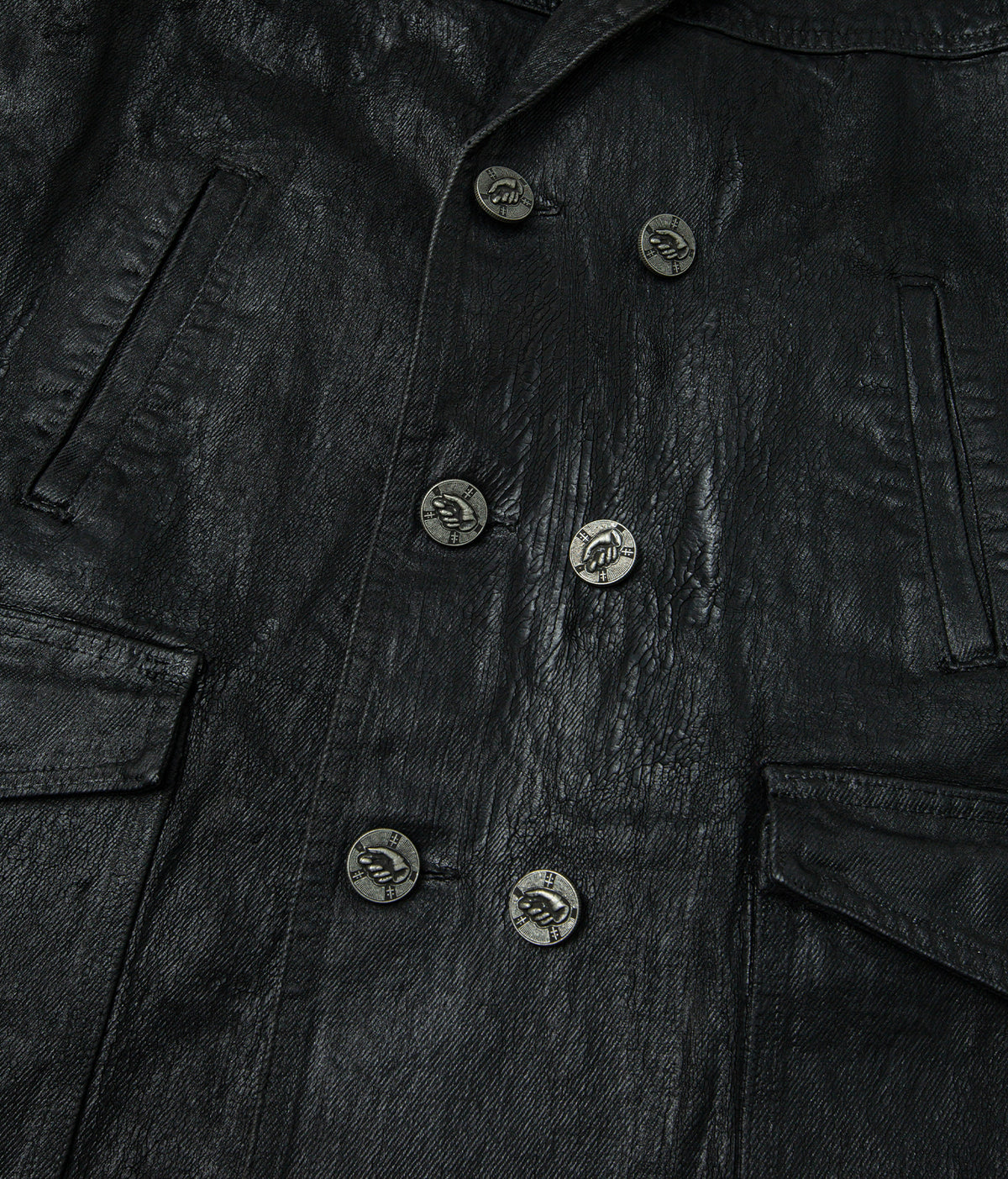 Waxed Cotton Double-Breasted Blazer