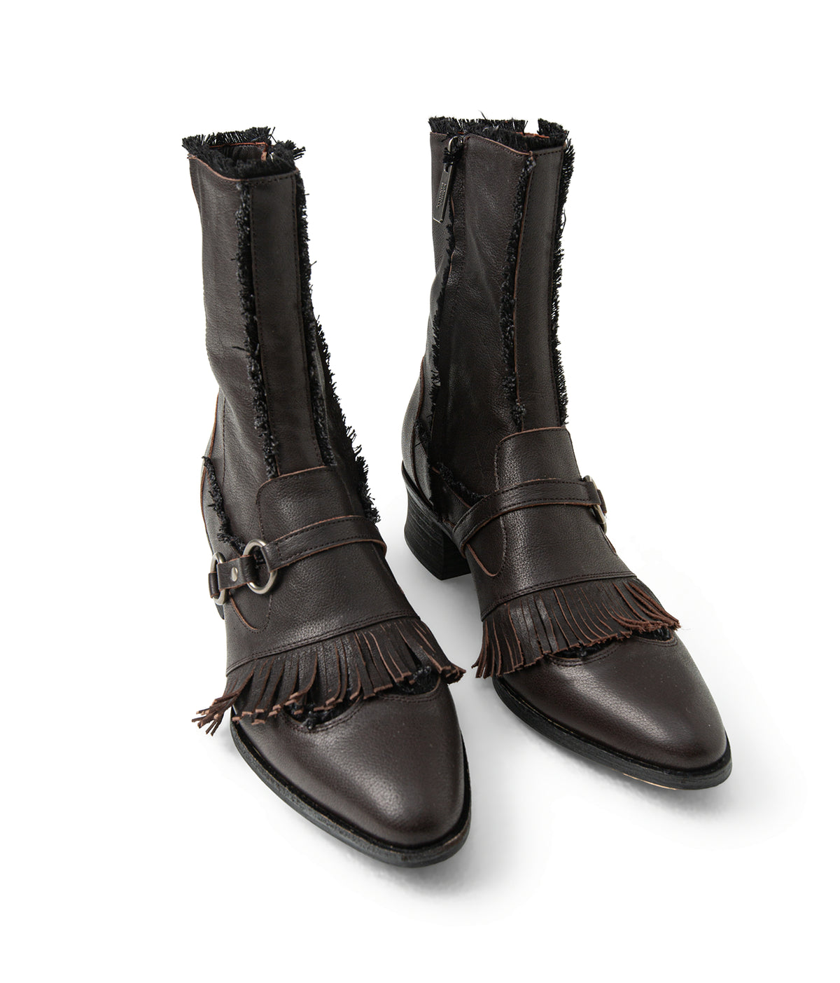 Leather Fringe Biker Boots