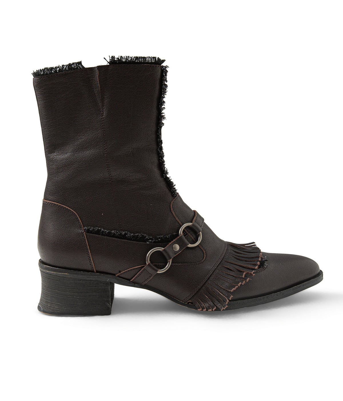 Leather Fringe Biker Boots