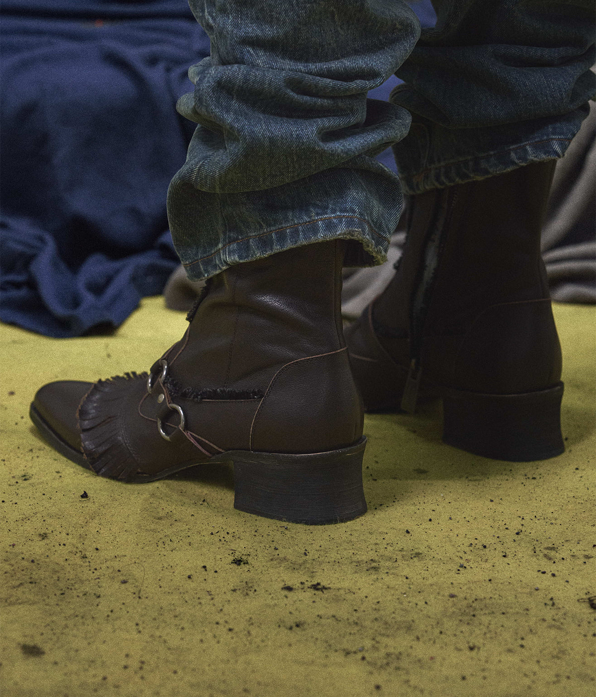 Leather Fringe Biker Boots