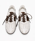Leopard-Panel Leather German Trainer Sneakers-WHT