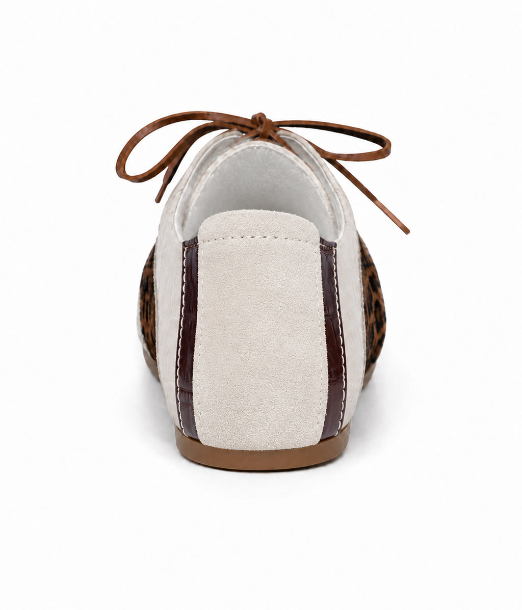 Leopard-Panel Leather German Trainer Sneakers-WHT
