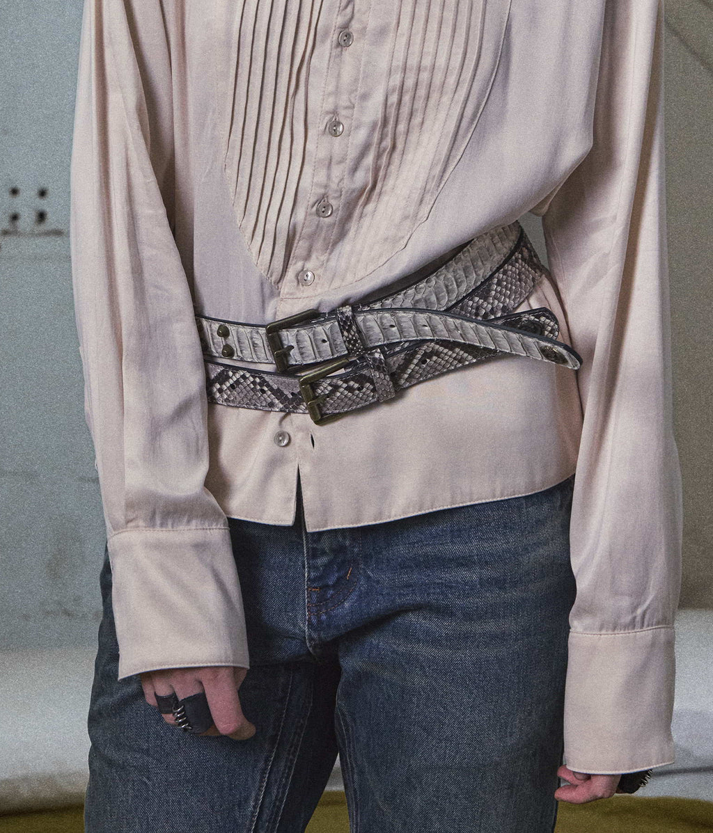 Python Leather Studded Belt — Dorsal Scale