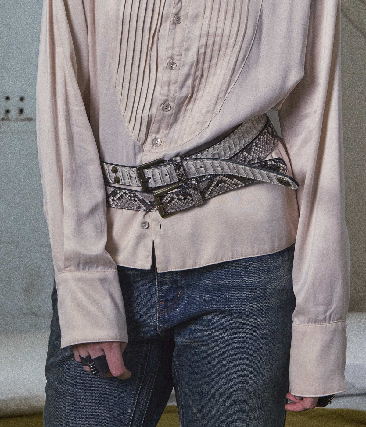 Python Leather Studded Belt — Dorsal Scale