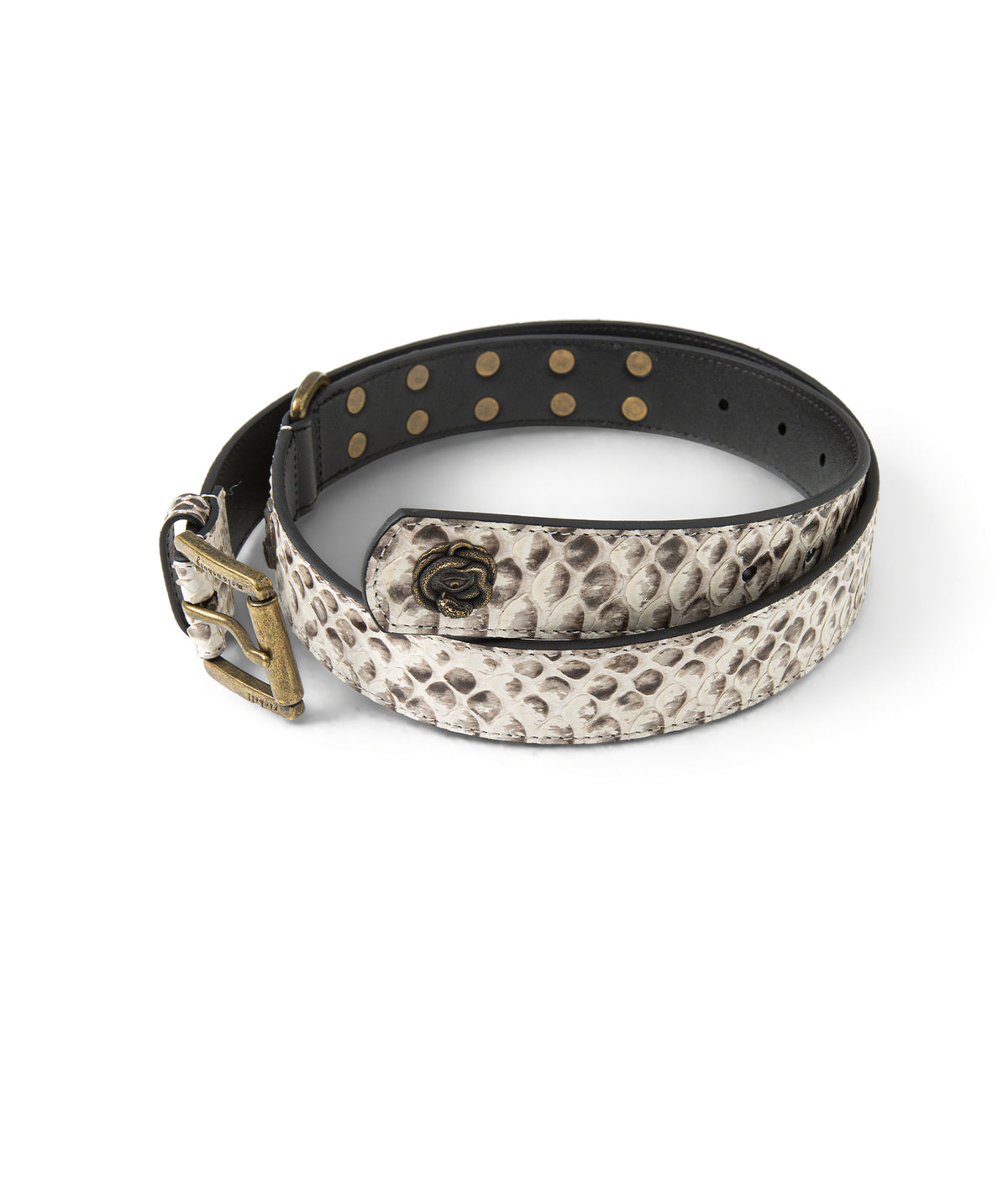 Python Leather Studded Belt — Lateral Scale